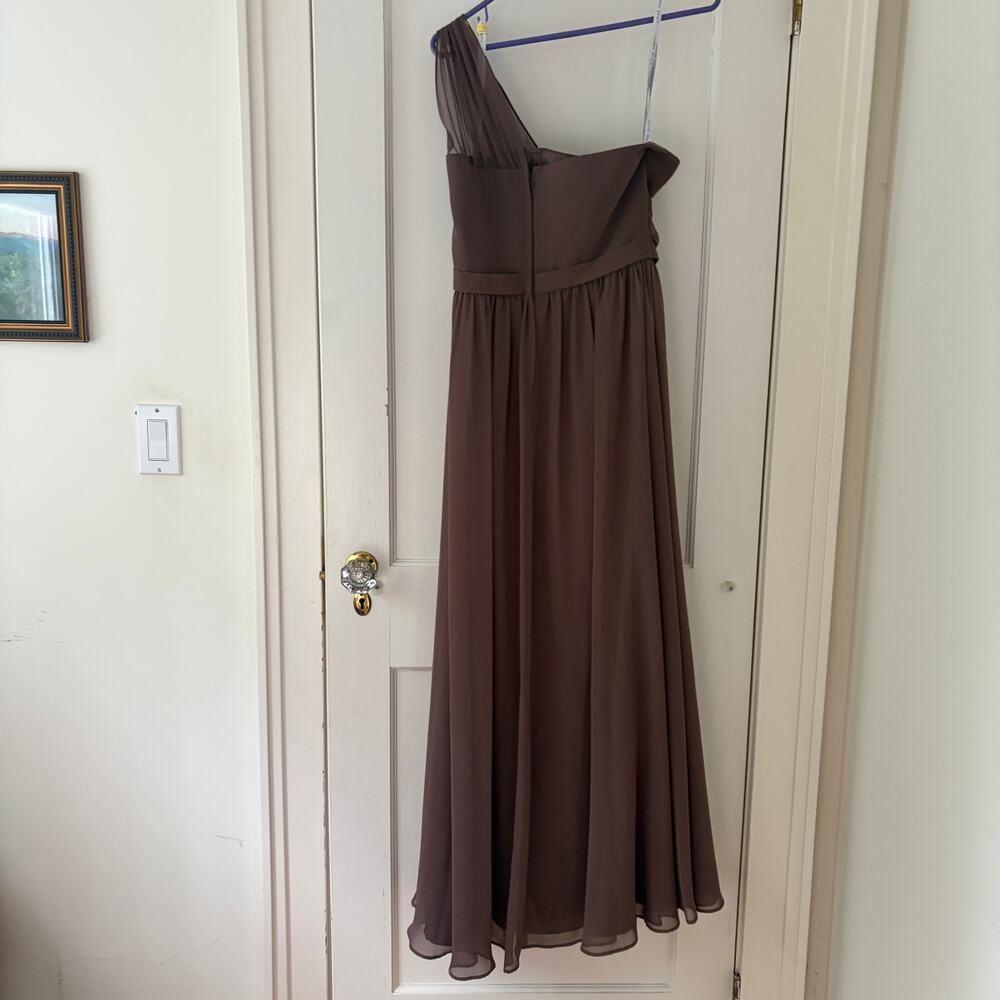 Alfred Angelo Mocha Chiffon Bridesmaid/Prom Dress Size 10 Mocha 7243 - Picture 2 of 10